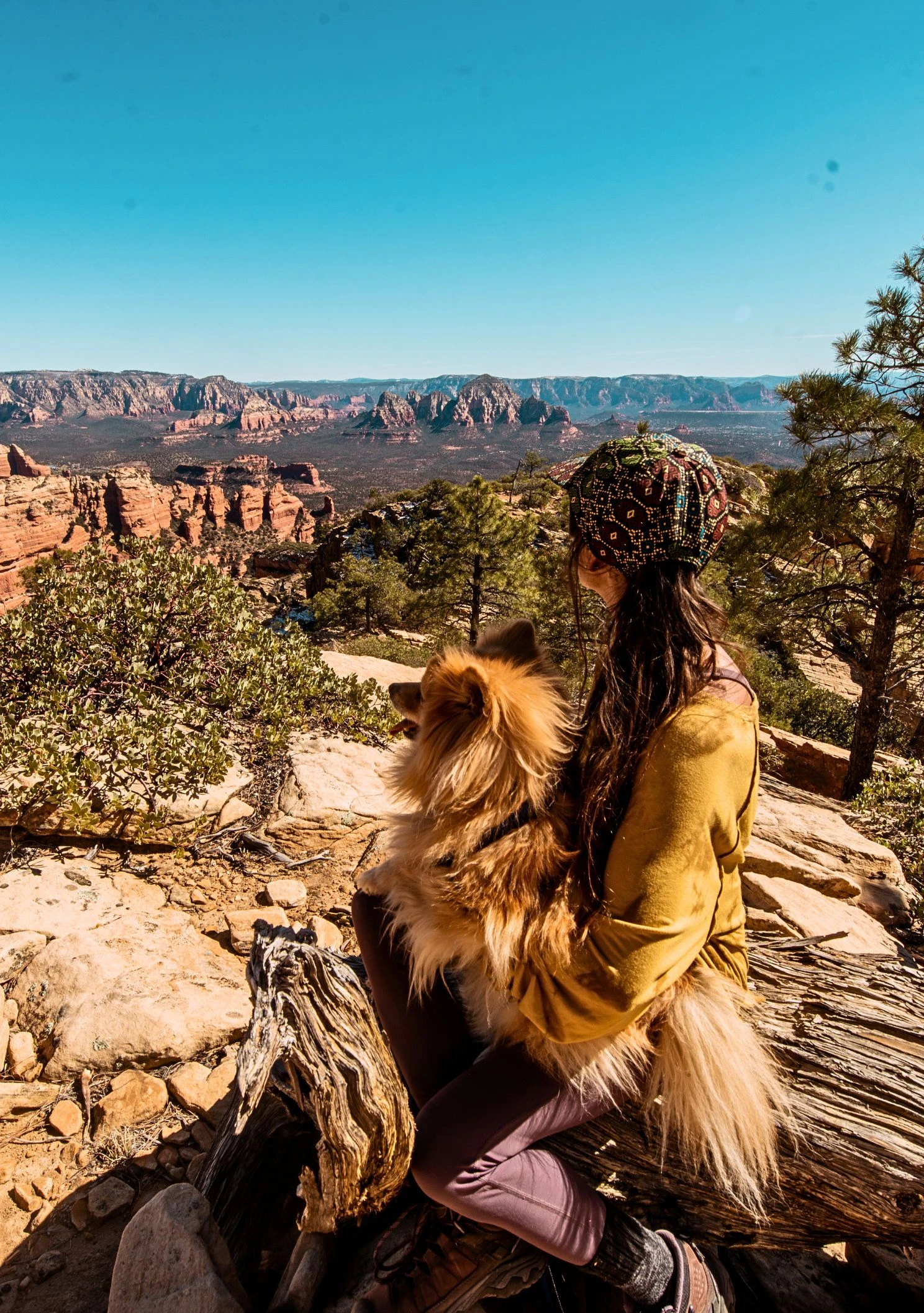 woman with dog in sedona arizona