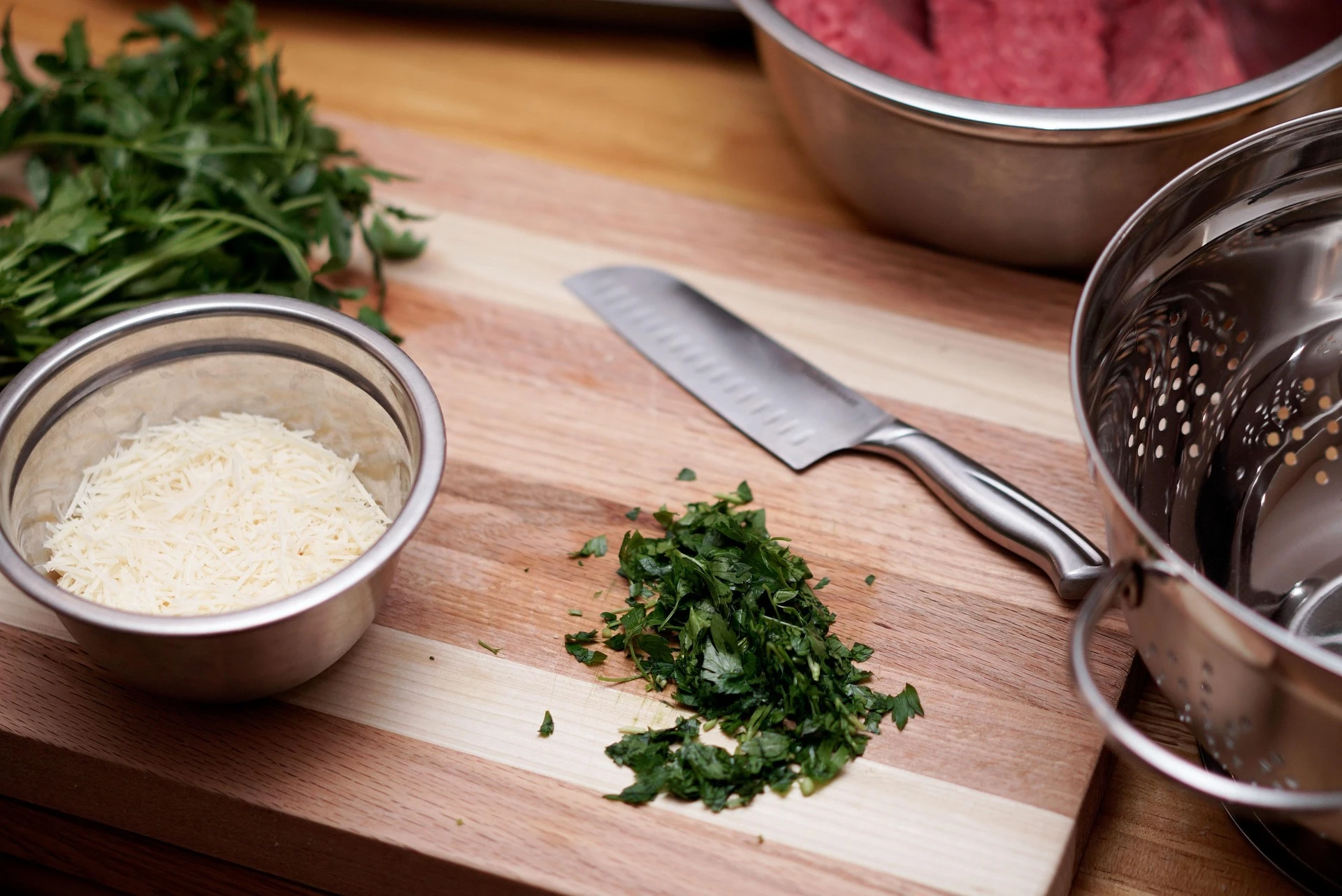 herbs cut in kitchen