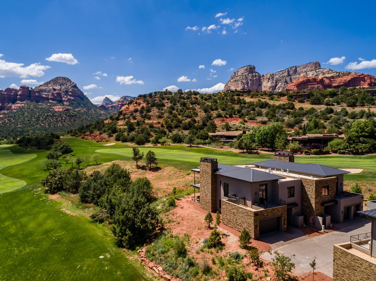An aerial view of our FlipKey Sedona homes