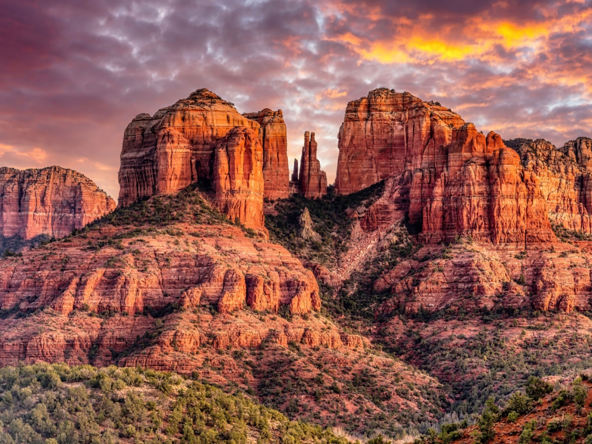 Red rock formations that look like a church steeple at Sedona.